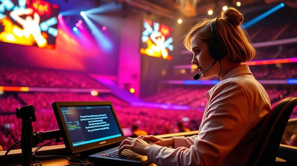 Subtitular en vivo, live captioning, en inglés, English